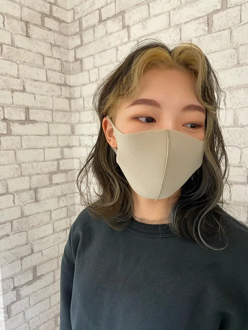 ミディアム カラー ミストバング フェイスフレーミング ヘアカラー 透明感カラー 松田晃代のヘアスタイル