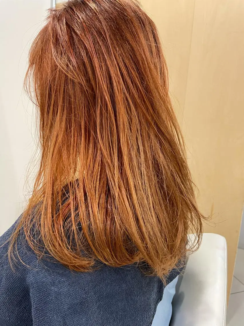 カラー ブリーチ ブリーチなしカラー オレンジ 吉田一輝 外国人パーマのヘアスタイル