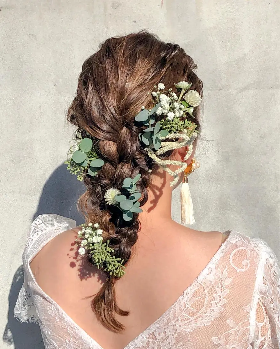セミロング ヘアアレンジ 結婚式・ブライダル ヘアセット 佐藤 美聡のヘアスタイル