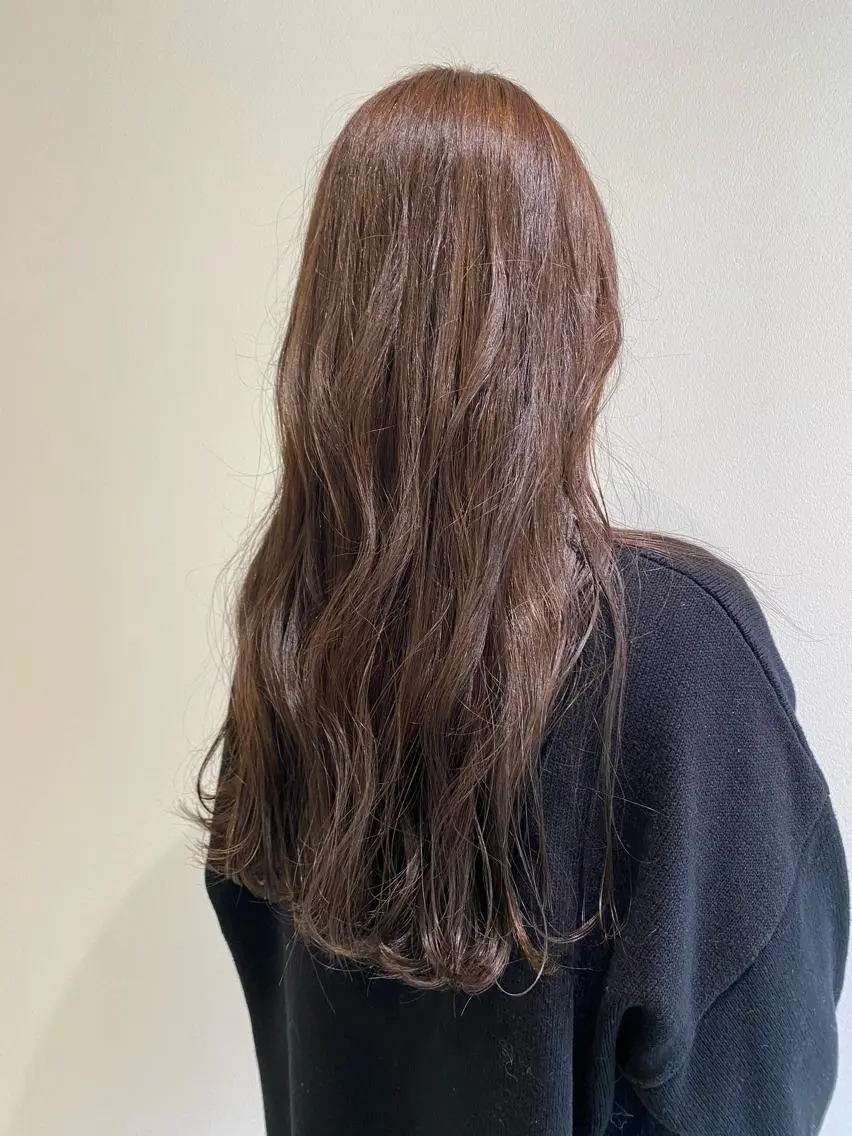 ロング ハイライト 髪質改善 レイヤーカット 縮毛矯正 ツイストパーマ 酸性ストレート/ブリ ーチなしWカラー河本のヘアスタイル