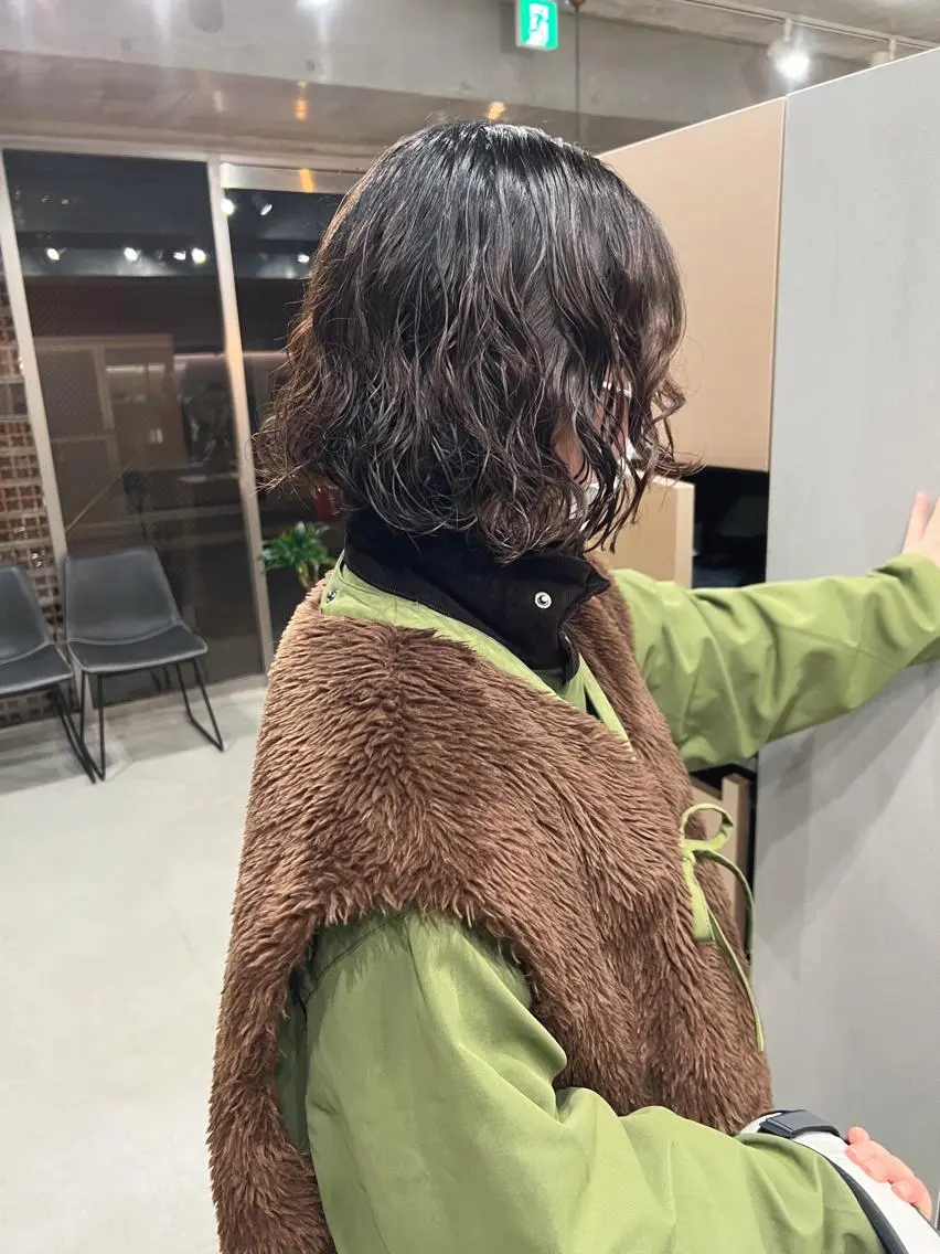 ショート パーマ カット パーマ トリートメント ボブパーマコテ巻き風 パーマNo1深江秀平のヘアスタイル