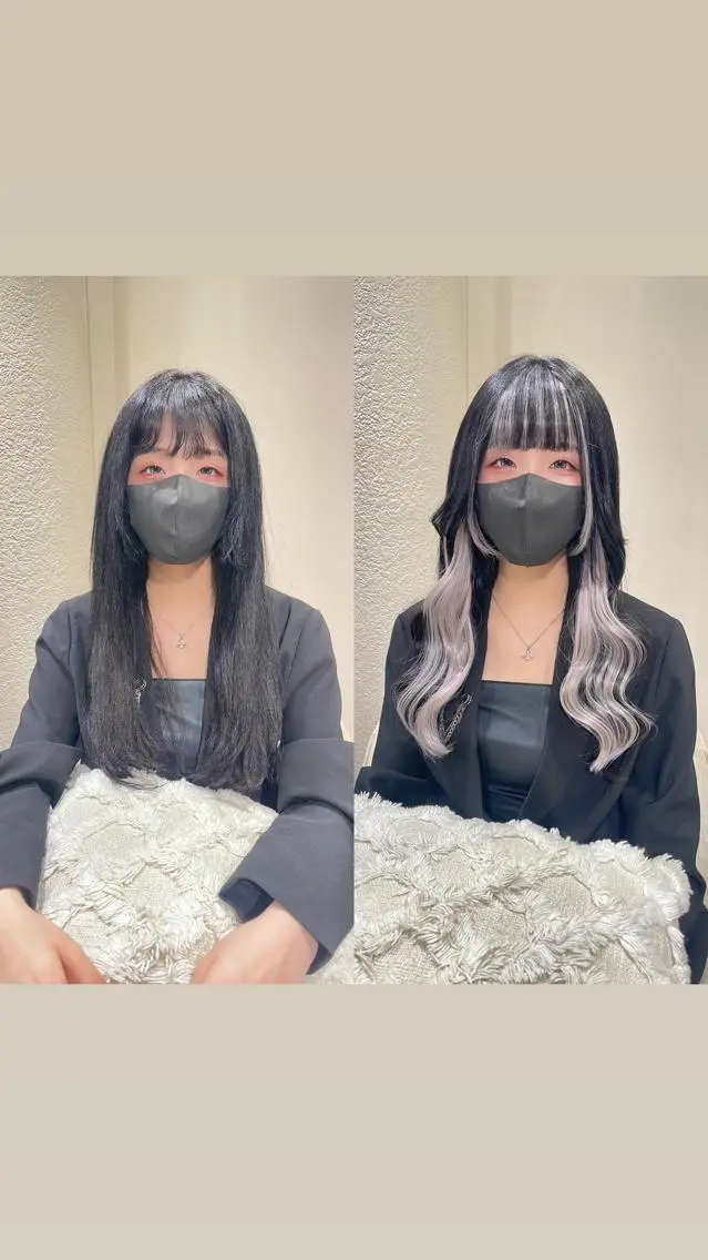 ロング カラー 黒髪 インナーカラー ボブ エクステ カット エクステ 🦋美髪/エクステ 🦋アベイクミのヘアスタイル