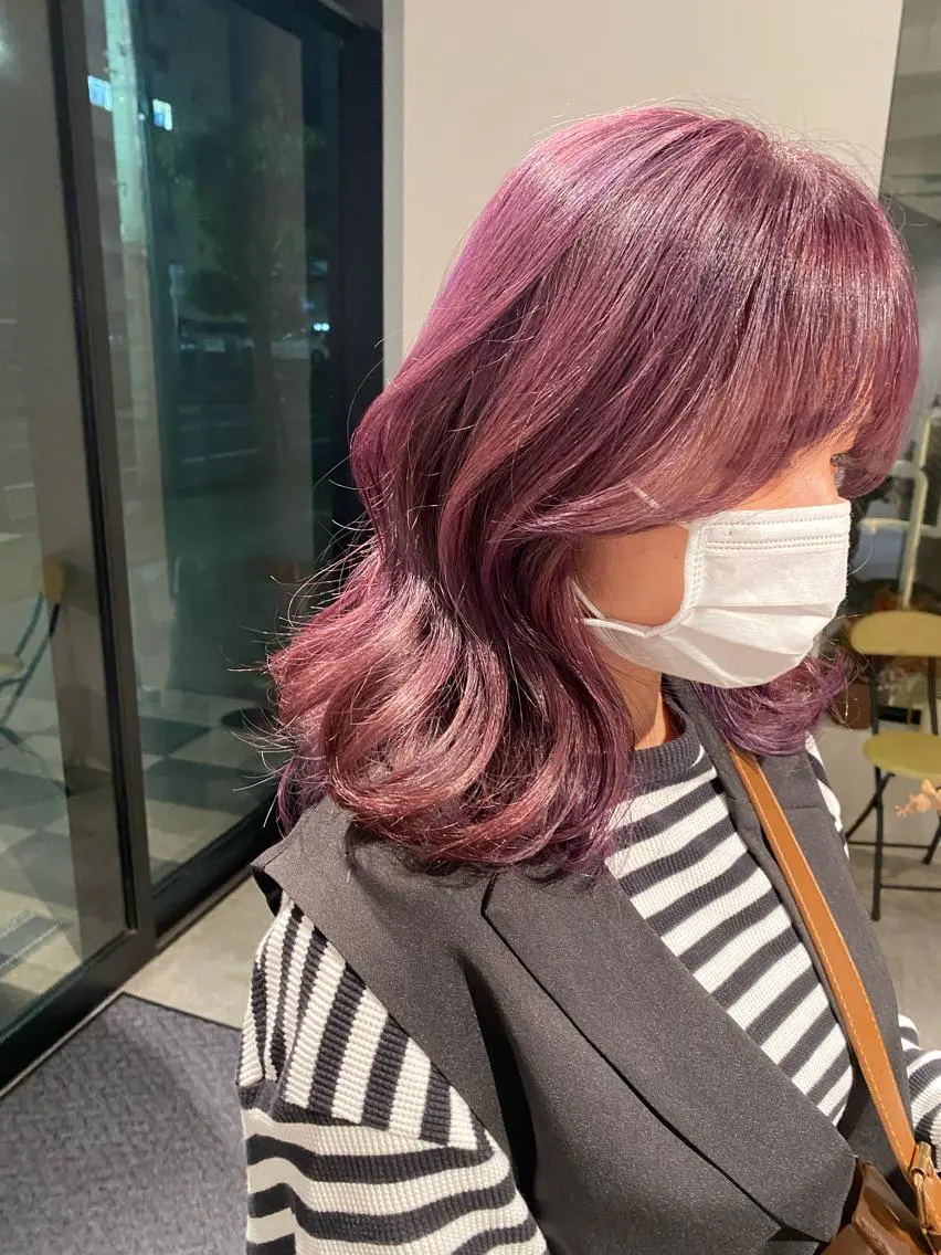 セミロング カラー ラベンダーカラー ピンクカラー 韓国風ヘア カット ヘアカラー オスズ 🎀´-のヘアスタイル