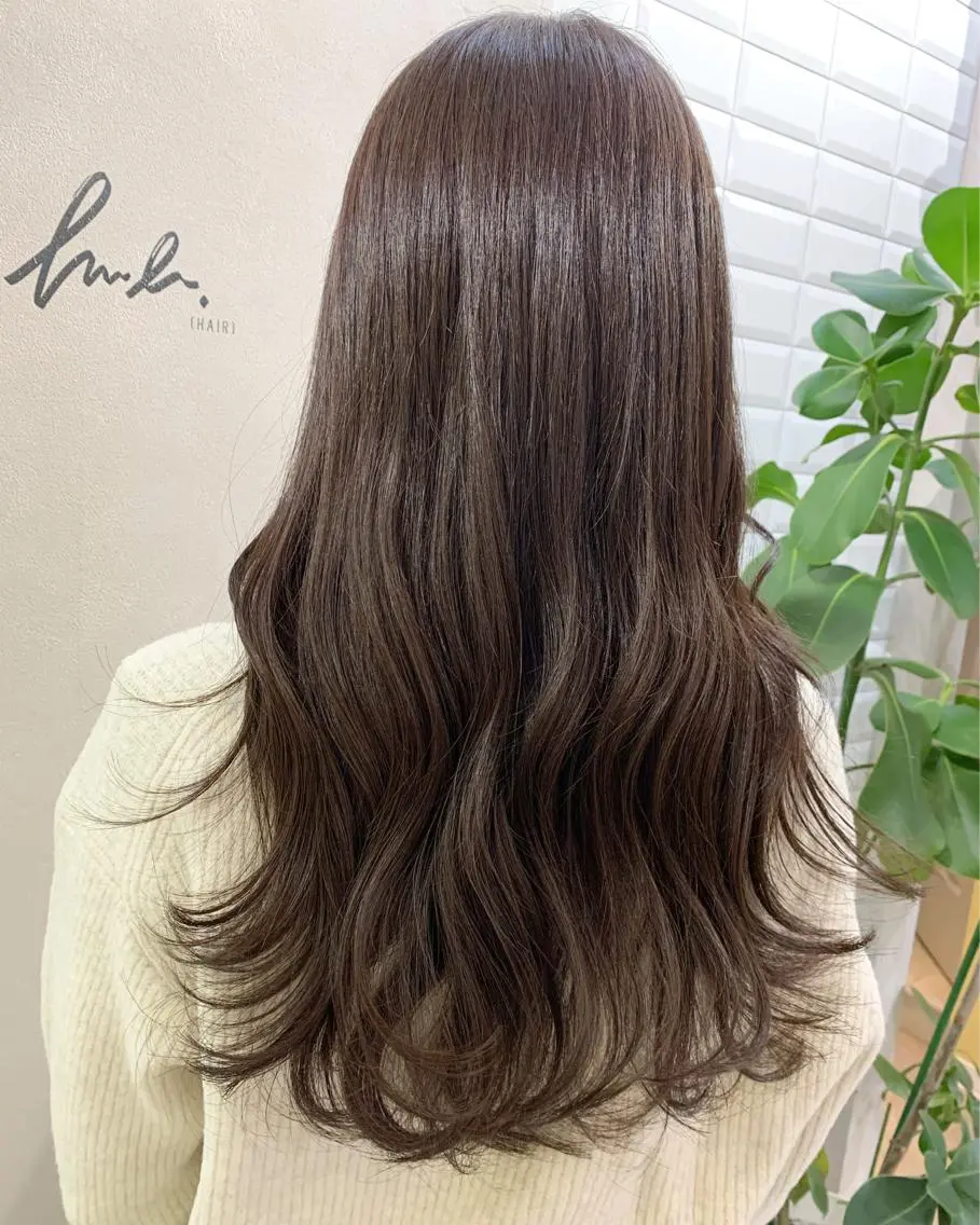ロング カラー グレージュ ラベンダーカラー ラベンダーグレージュ ラベンダーグレー hubhair レイヤー/透明感のヘアスタイル