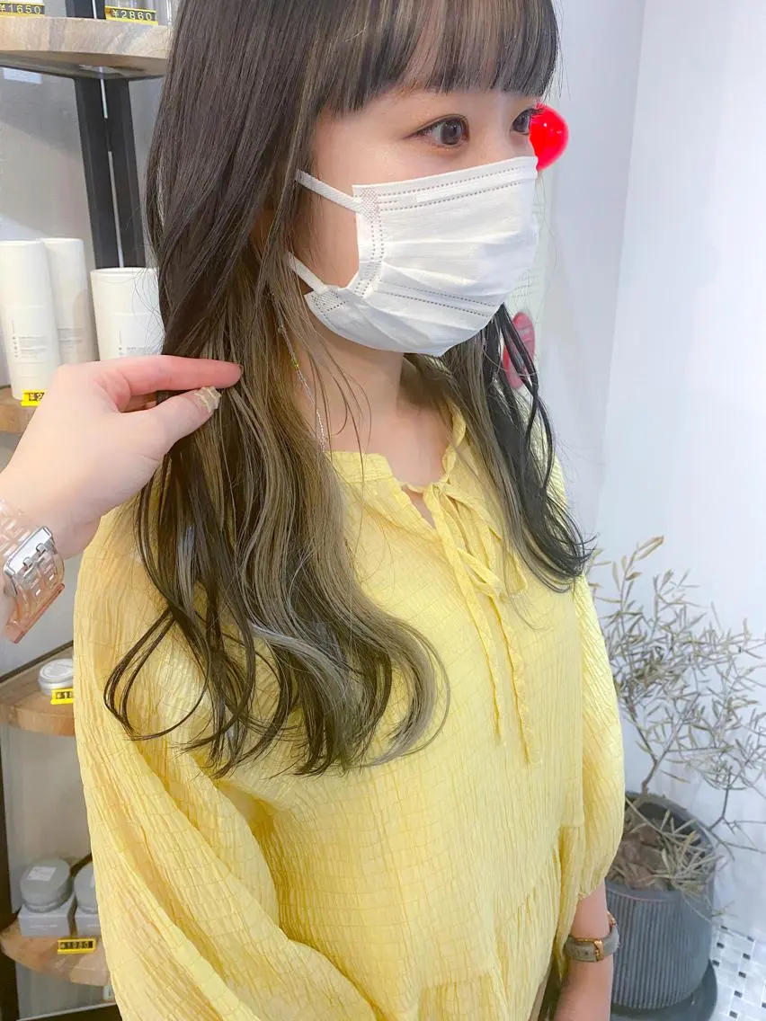 ロング カラー ミストバング フェイスフレーミング インナーカラー louwe 武藤幸世のヘアスタイル