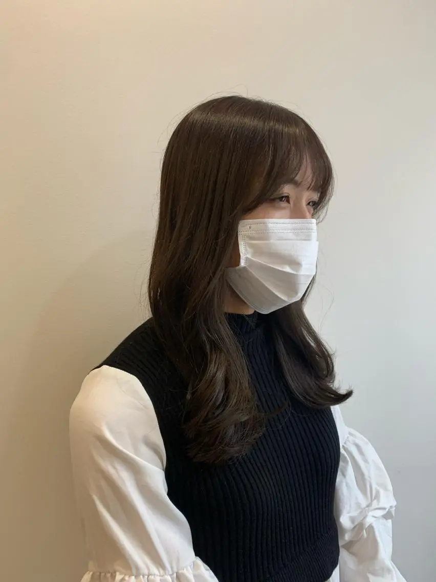 ロング カラー エギョモリ 顔周りカット ヨシンモリ 韓国風ヘア 韓国🇰🇷髪質改善 Chisaki치사키のヘアスタイル