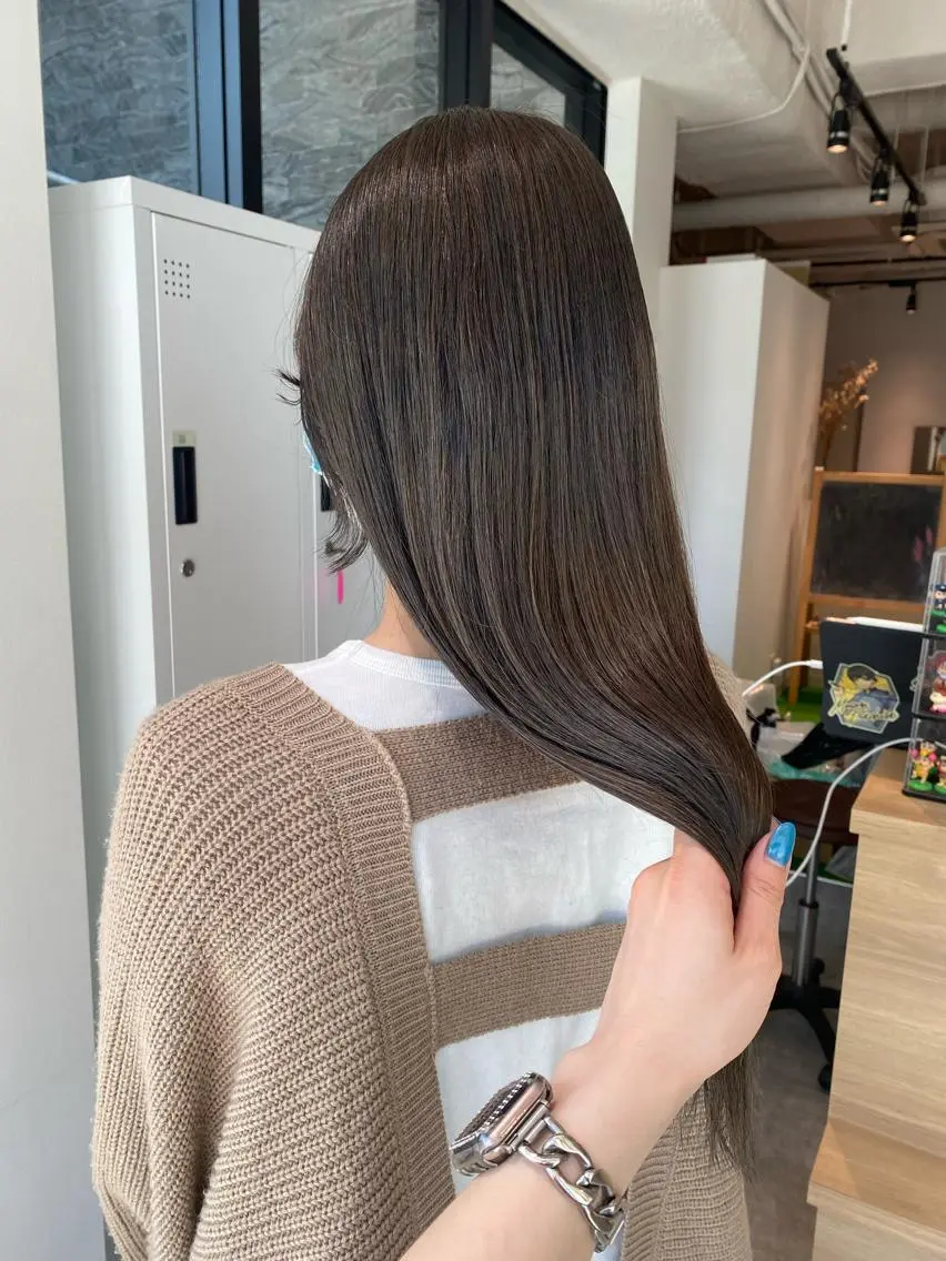 セミロング カラー ブリーチ グレージュ カット ヘアカラー トリートメント オスズ 🎀´-のヘアスタイル
