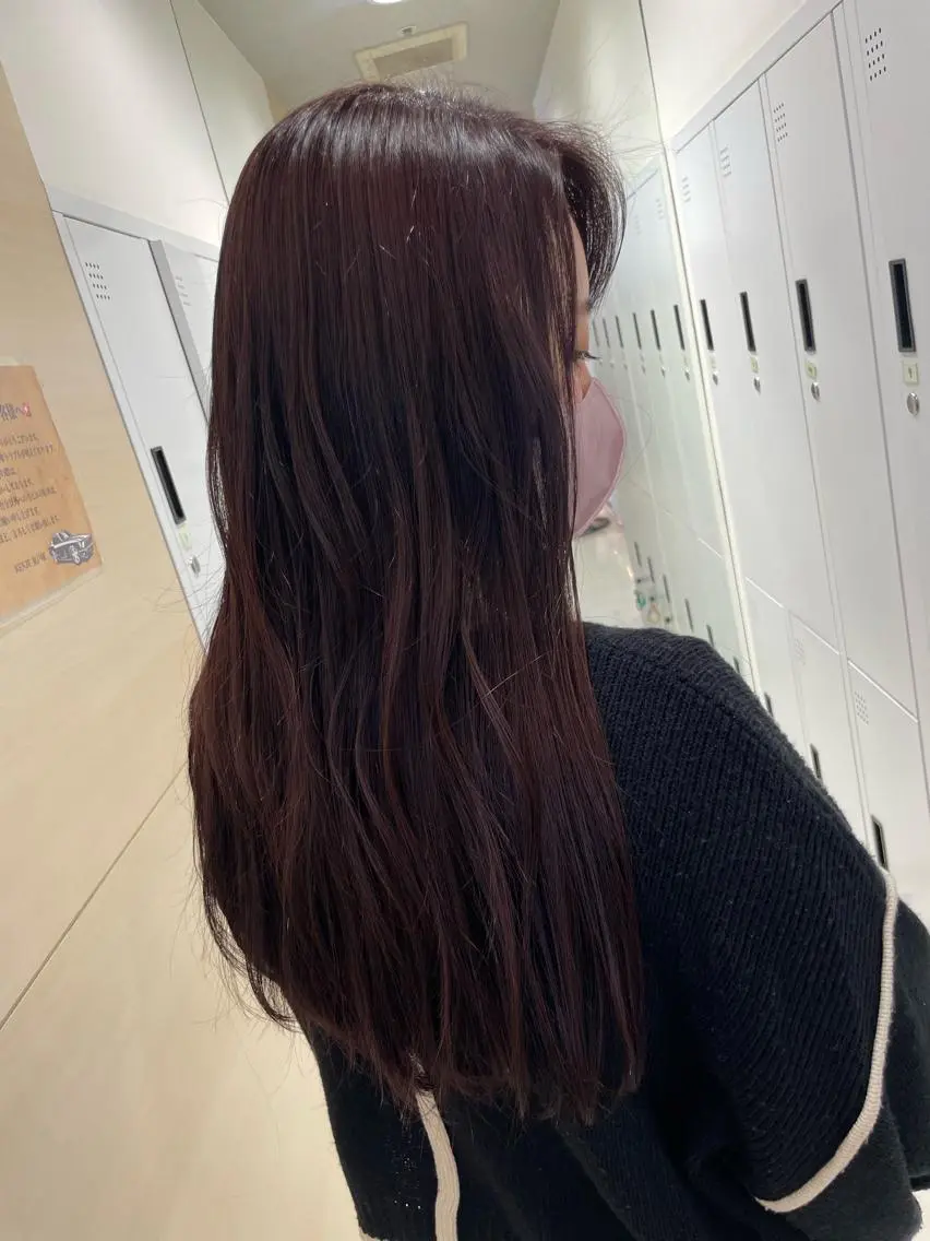 ロング カラー ピンクカラー レッドカラー クロスパーマ/うる艶 カラー/Kurumiのヘアスタイル