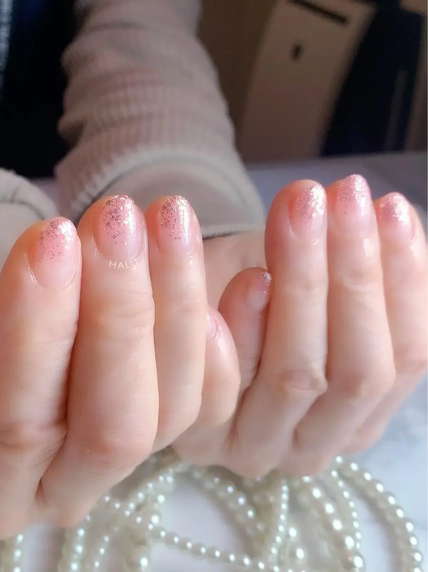 ネイル ラメ(グリッター) ピンク HALU ハルのネイルデザイン