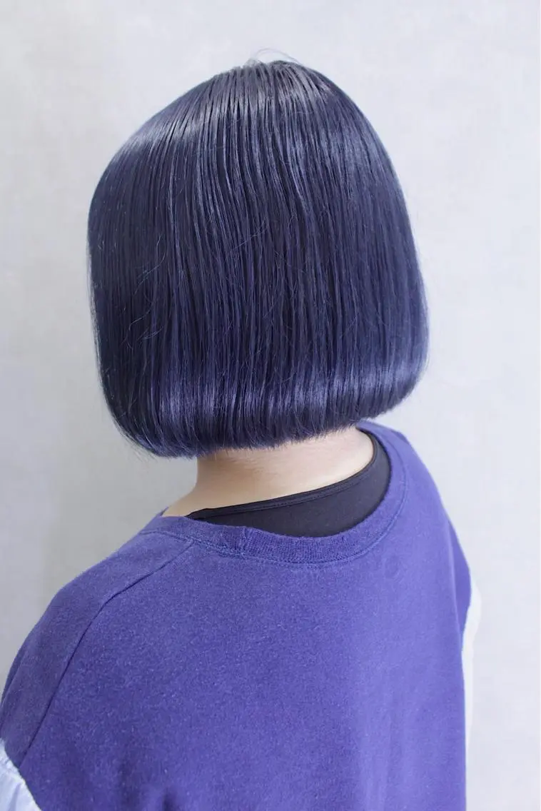 ショート カラー ヘアアレンジ ブルーカラー ネイビーカラー ヘアカラー トリートメント lani ブリーチ /ダブルカラーのヘアスタイル