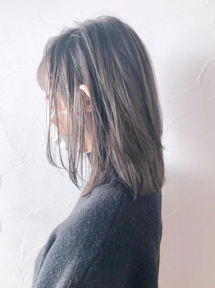 ミディアム カラー パーマ ヘアアレンジ グレージュ オリーブグレージュ オリーブグレー ITbyALBUM 浦和店のヘアスタイル