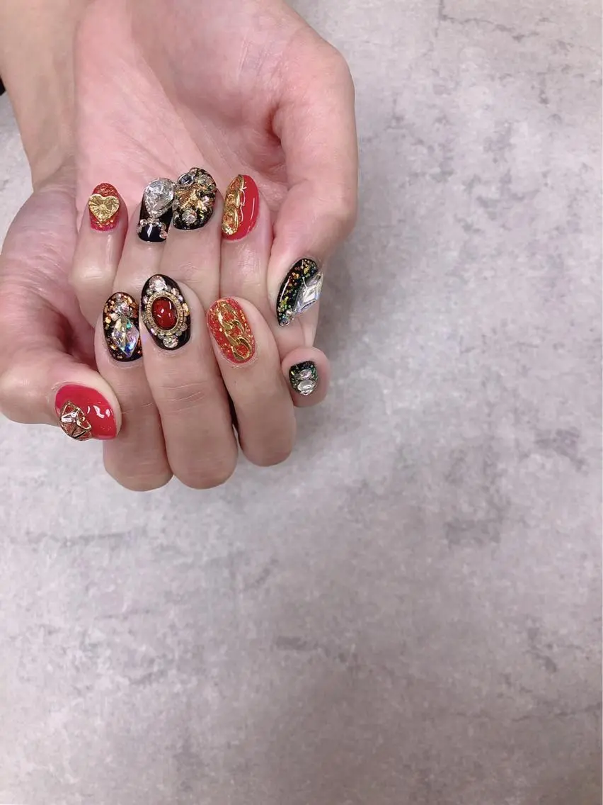 ネイル 赤色 ハンドネイル ハンドケア FASTNAIL PLUS 新宿店のネイルデザイン