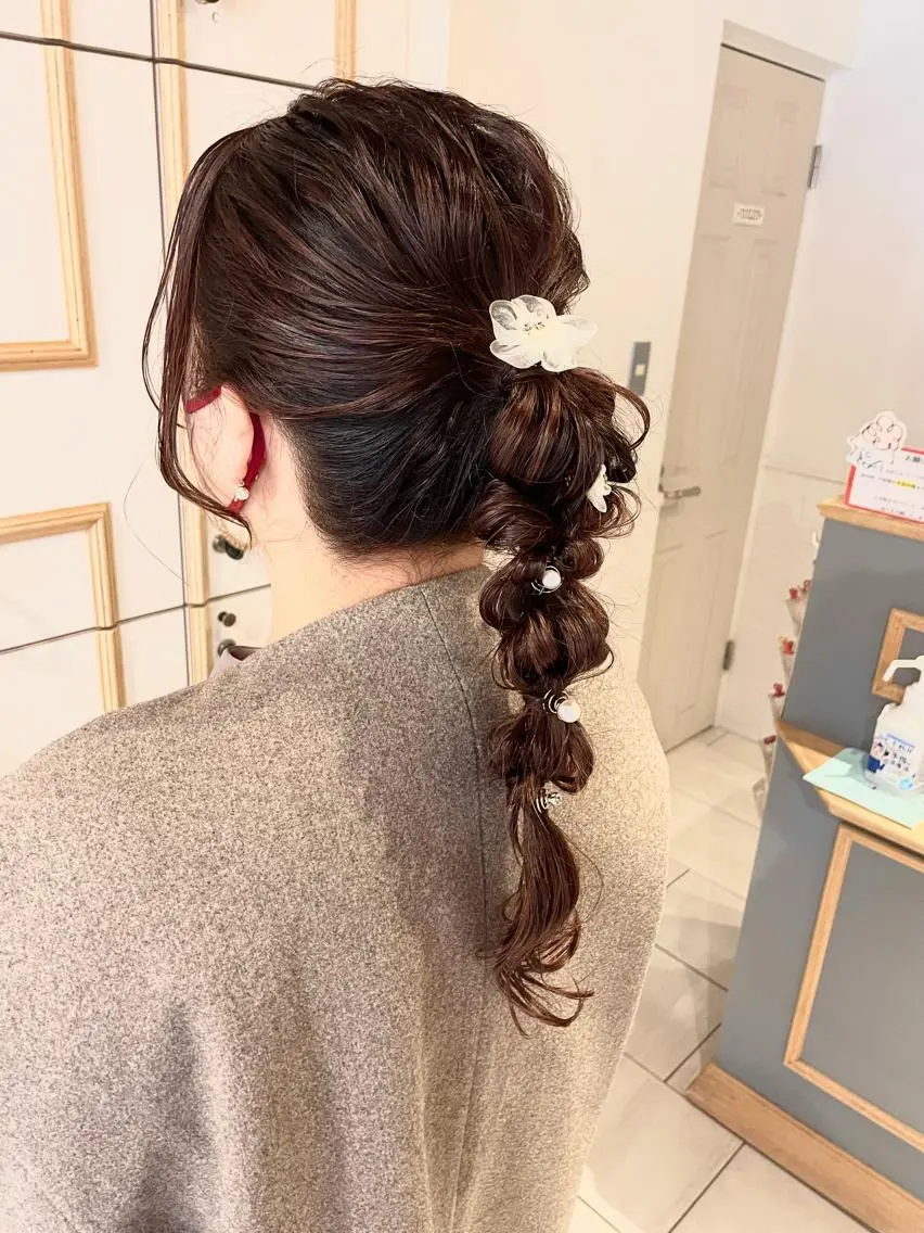 セミロング カラー ヘアアレンジ ヘアカラー トリートメント ハイトーンピンク🍑 ブリーチ🍑RINAのヘアスタイル