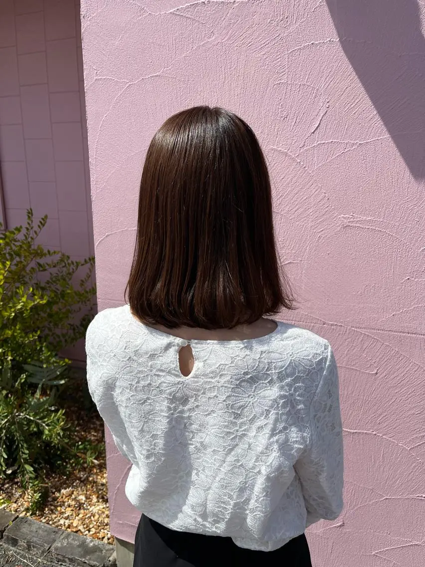ミディアム カラー ブラウンカラー ピンクカラー ピンクブラウン ヘアカラー トリートメント ♡ナナコ♡ レイヤー /ブリーチ/艶髪のヘアスタイル