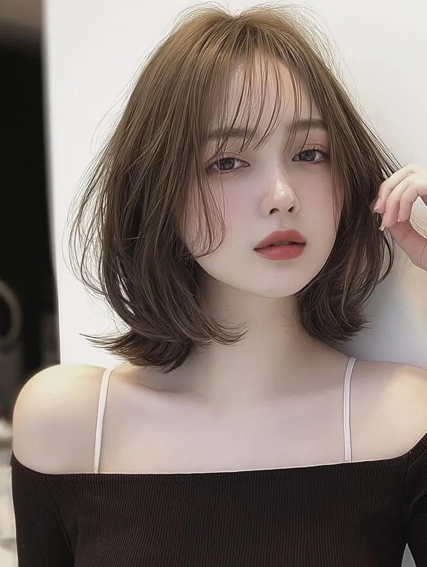ミディアム ボブ 顔周りカット 髪質改善 韓国風ヘア レイヤーカット カット 艶カラー/レイヤー Nanami🎀のヘアスタイル