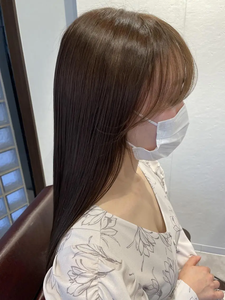 ミディアム サイドバング 縮毛矯正 縮毛矯正／ブリーチ Shoのヘアスタイル