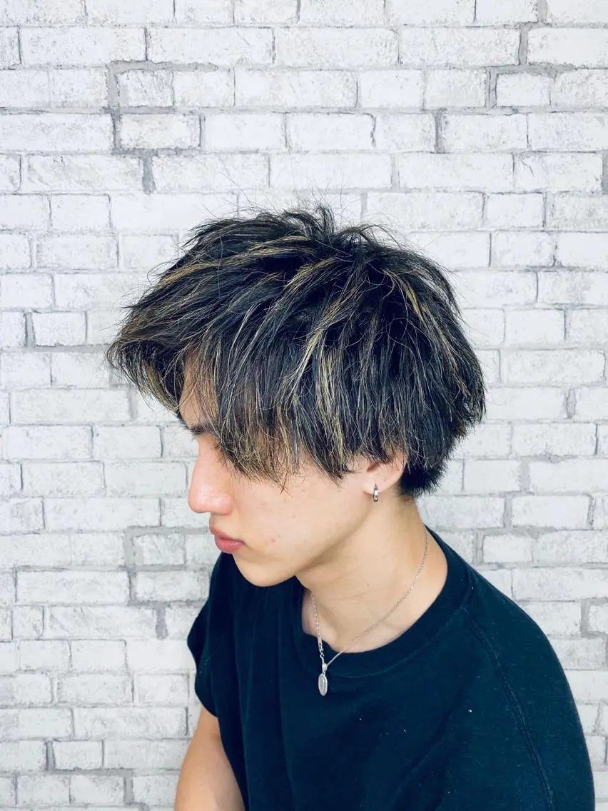 ショート カラー ヘアアレンジ メンズ ヘアカラー ブリーチなし艶カラー 東家のヘアスタイル