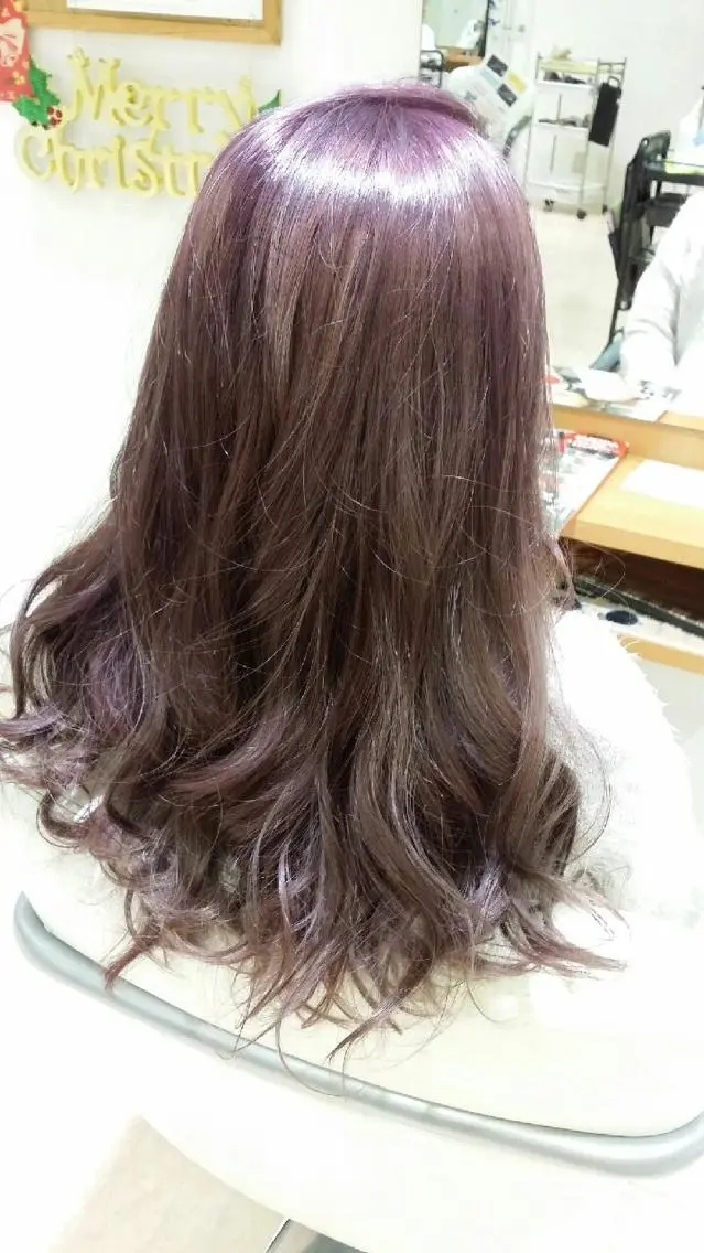 セミロング カラー ヘアアレンジ ピンクカラー きむえり/髪質改善 /うねり広がり改善のヘアスタイル