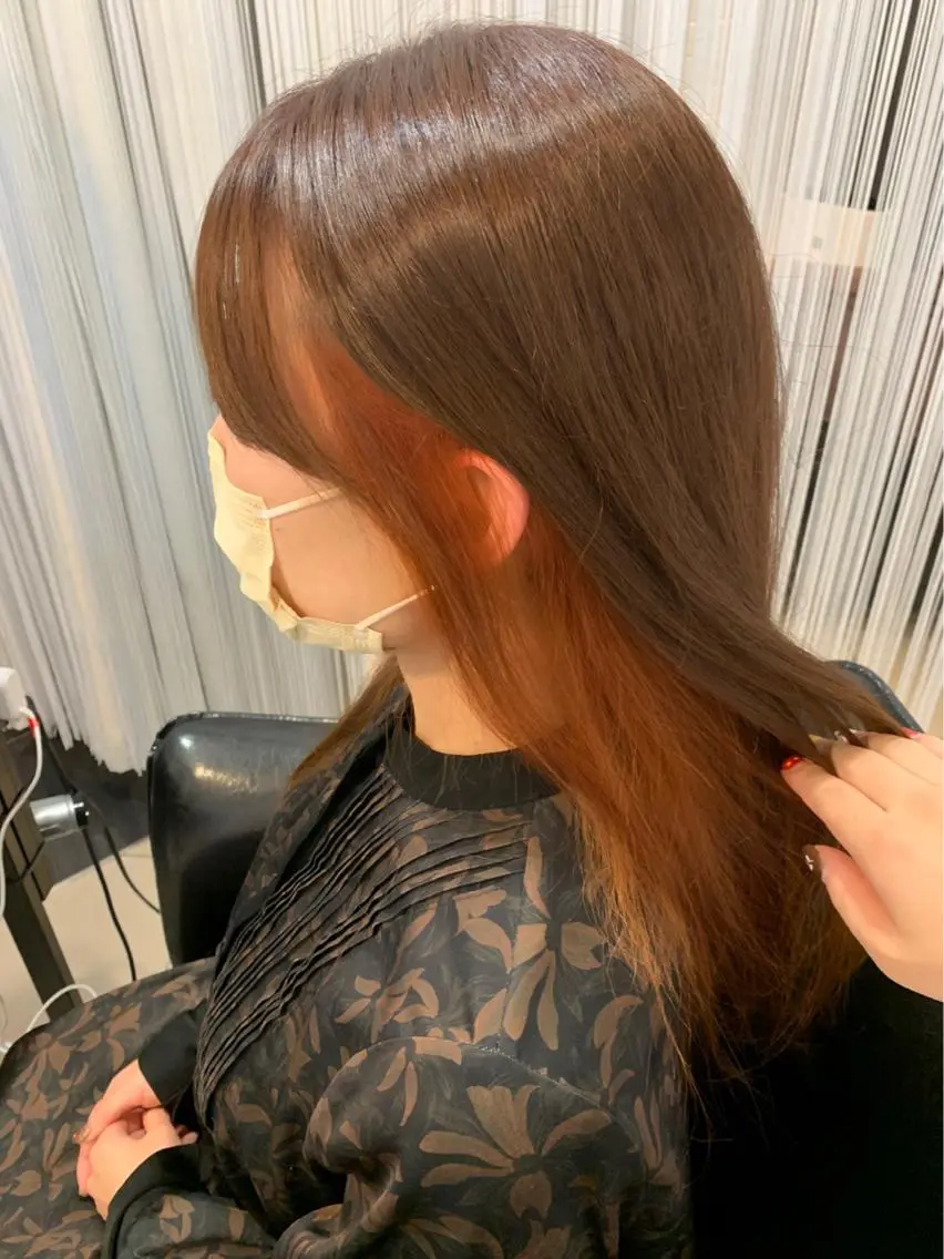 ロング カラー ブラウンカラー インナーカラー マロンブラウン オレンジ joule新宿店 YUIのヘアスタイル