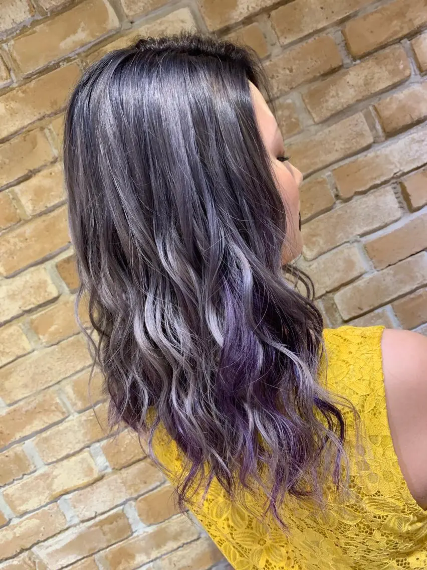ロング カラー ボルドーカラー パープルカラー シルバー 💜Rebre** Mayu💜のヘアスタイル