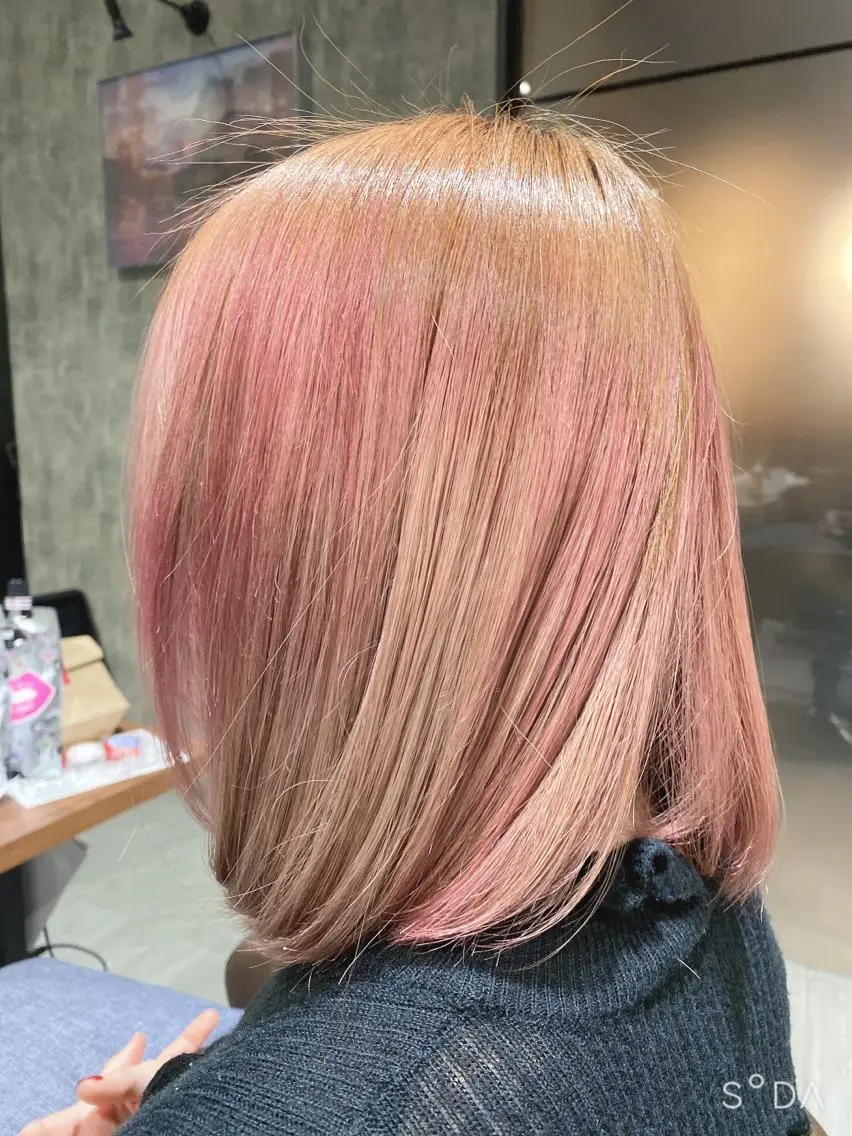 ミディアム カラー ブリーチ 髪質改善 Kobayashi ハイライト/ショートのヘアスタイル