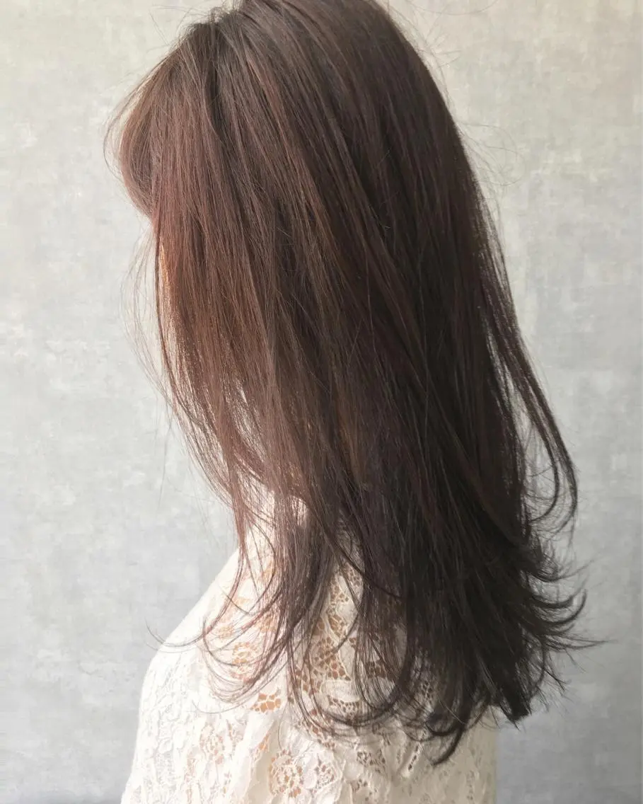 セミロング カラー アッシュ レイヤーカット BLend 渋谷のヘアスタイル