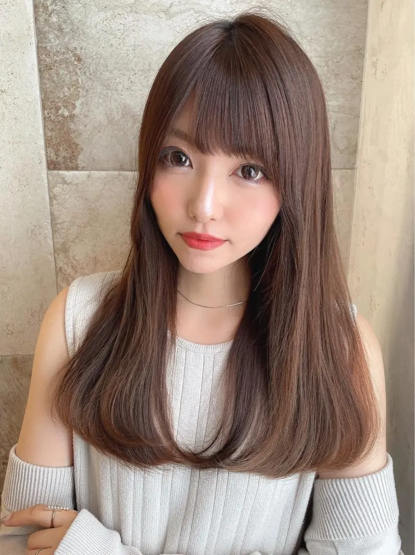 セミロング 外国人風カラー 韓国風ヘア 木屋元一/透明感 /前髪/レイヤーのヘアスタイル