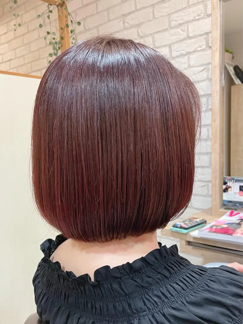 ミディアム カラー ブリーチ ブラウンカラー ブリーチなしカラー ピンクカラー ピンクブラウン 清水 有実子のヘアスタイル