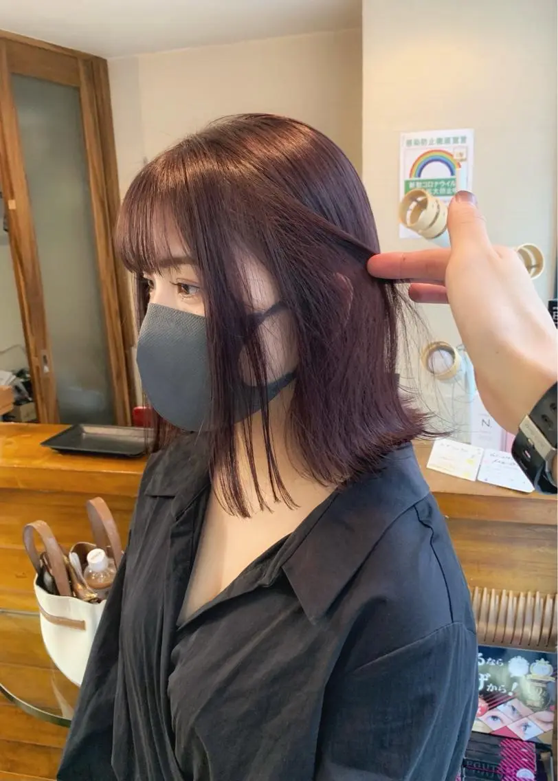 ミディアム カラー ベージュカラー ピンクカラー ピンクベージュ カット ヘアカラー トリートメント 矢野 晃平のヘアスタイル