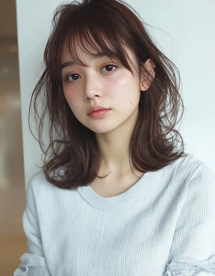 セミロング カラー デザインカラー✨ 透明感カラー菊地真保のヘアスタイル