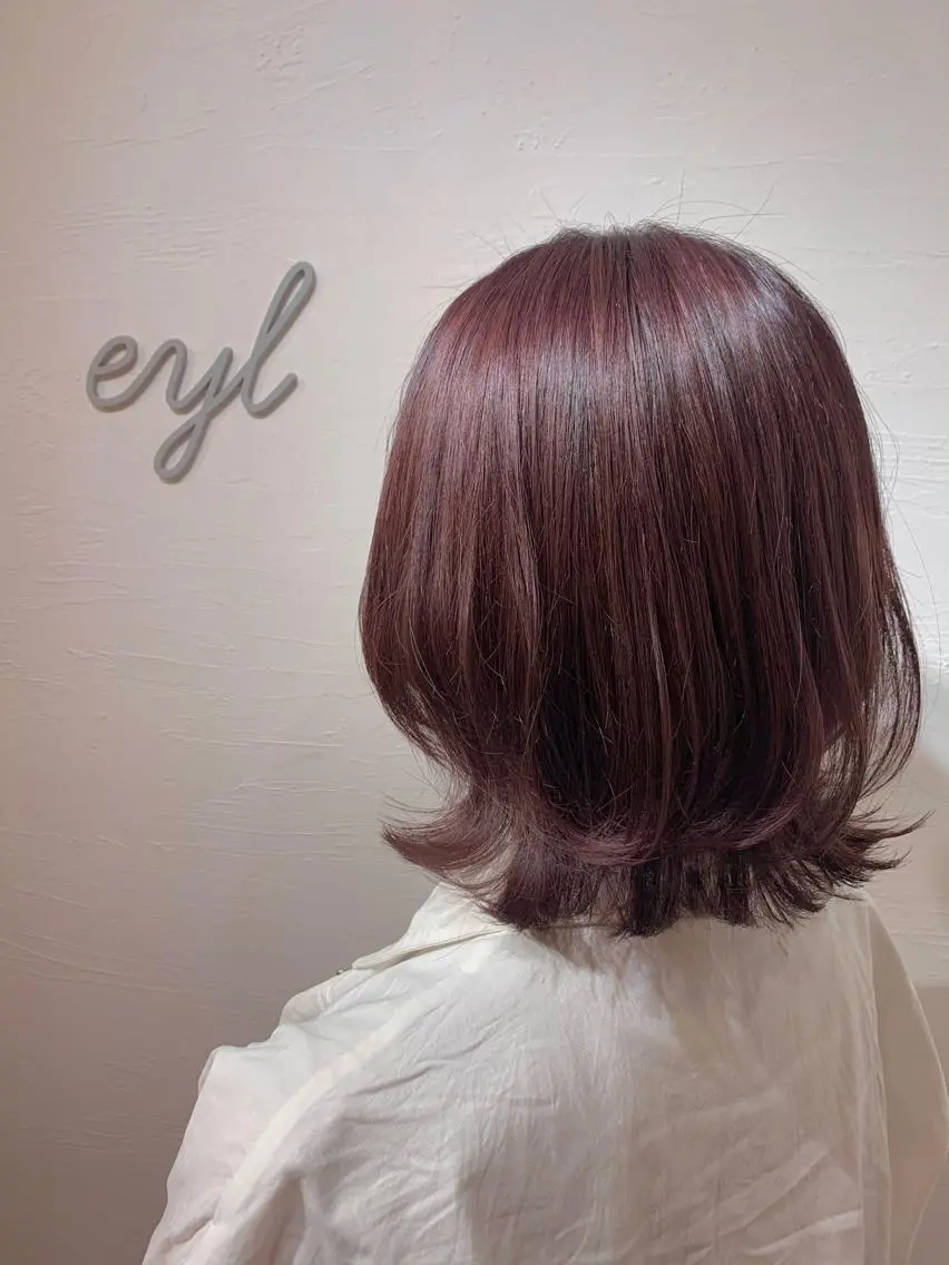 ショート カラー ショートボブ カシス ピンクカラー ボブ ショートヘア 💎赤み消しカラー 特化型デザイナー💎のヘアスタイル