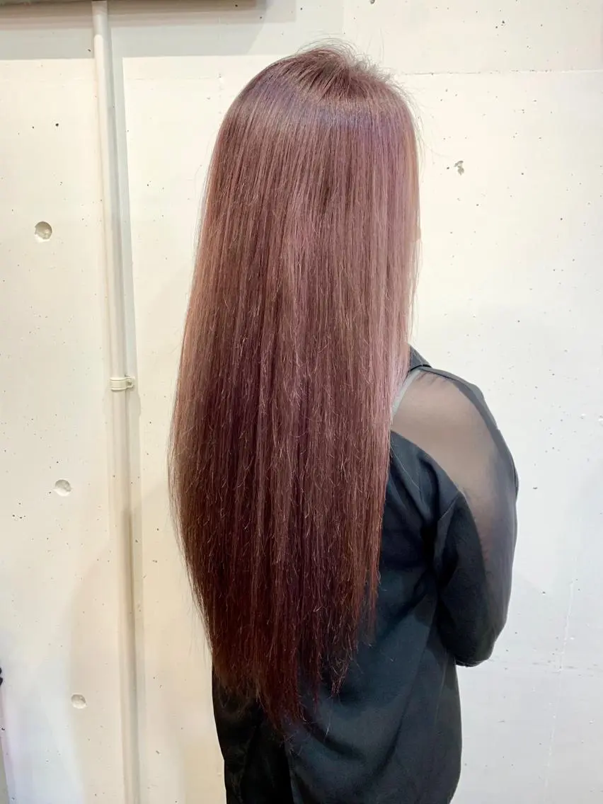 ロング カラー ピンクカラー ピンクパープル パープルカラー ヘアカラー トリートメント ヘッドスパ ヘアセット Akua【代表】 Kazumaのヘアスタイル
