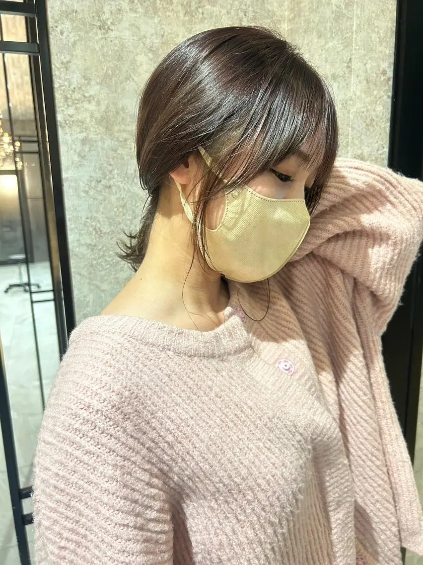 カラー ミディアム ヘアアレンジ 顔周りカット サイドバング カット Kobayashi ハイライト/ショートのヘアスタイル