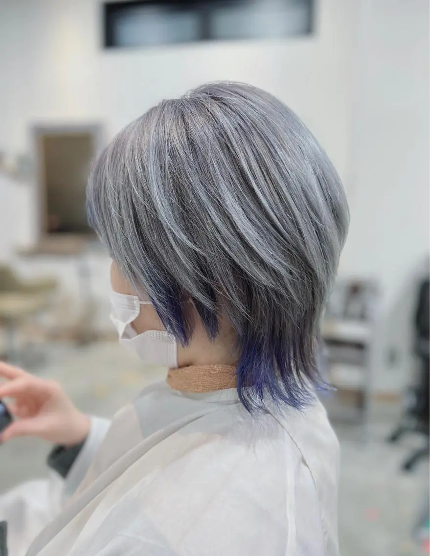 ショート カラー ブリーチ ブルーカラー ケアブリーチ 透明感カラー デザインカラー カット ヘアカラー トリートメント 五反田 美容院☆張 明星☆韓国ヘアのヘアスタイル