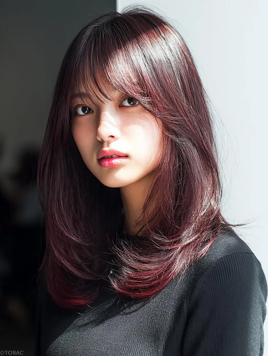 ミディアム 🍒暖色×ハイトーン ×デザイン✨まなりのヘアスタイル