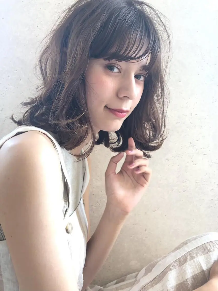 ミディアム カラー パーマ ヘアアレンジ ヘアカラー トリートメント ヘアセット TOKI /透明感/原宿のヘアスタイル