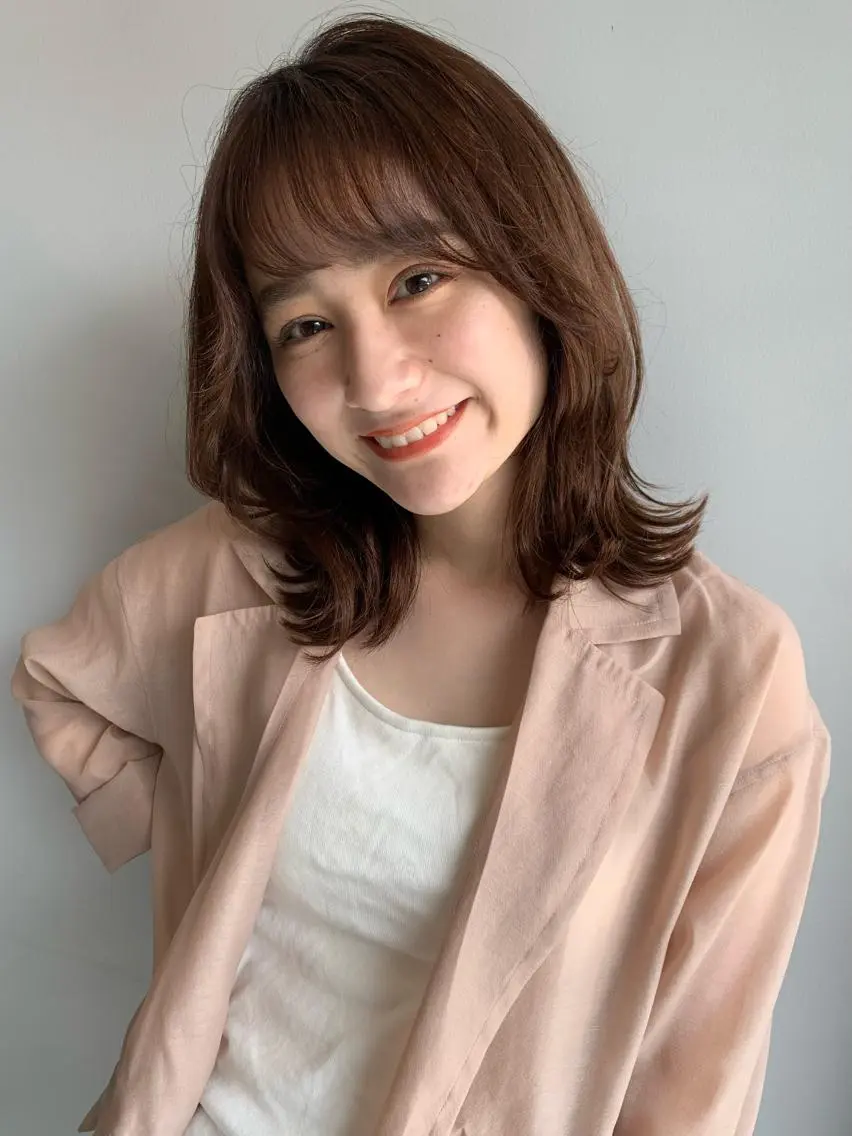 ミディアム カラー カット ヘアカラー トリートメント ヘッドスパ ヘアセット 透明感/オリーブ/ グレージュ/YUKAのヘアスタイル