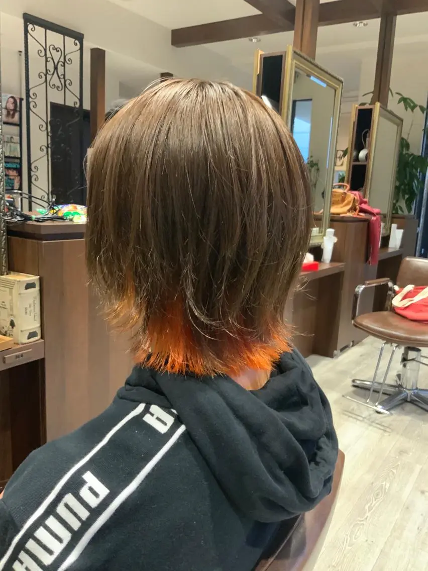 ショート カラー オレンジ 🌿ストレート🌿 髪質改善☘️シュウヤのヘアスタイル