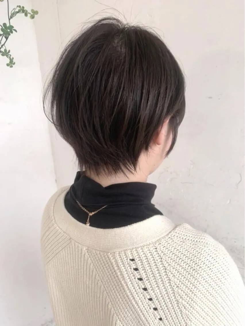 ショート カラー ショートボブ ハンサムショート 丸みショート デザインカラー ハイライトカラー カット ヘアカラー 京都大人女性ショート 徒歩1分/秋山のヘアスタイル