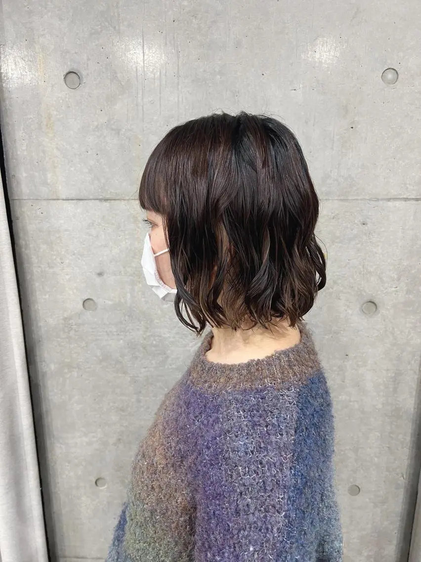 ショート パーマ カット ヘアカラー パーマ ボブパーマコテ巻き風 パーマNo1深江秀平のヘアスタイル