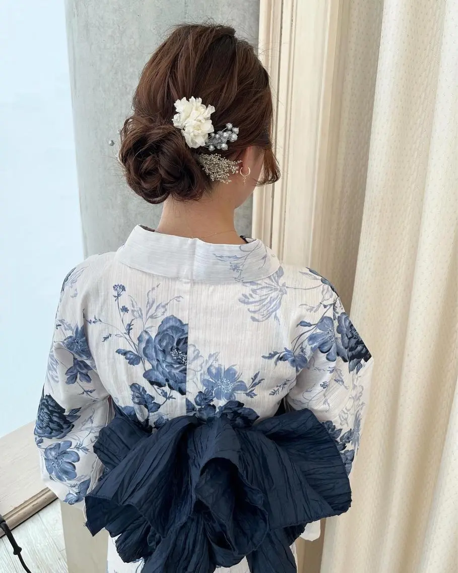 セミロング ヘアアレンジ 浴衣 着付け サソウ ユリエ🥥のヘアスタイル