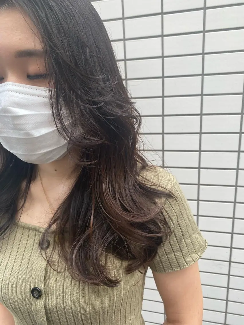 ロング パーマ カット パーマ トリートメント 韓国hair ·͜· watanabeのヘアスタイル