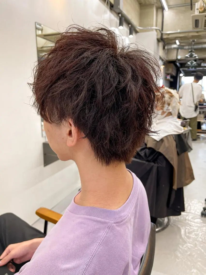 ショート カラー メンズ メンズブリーチ ブリーチ レッドカラー カット ヘアカラー 森本裕/オーナー/ ハイトーン/パーマのヘアスタイル