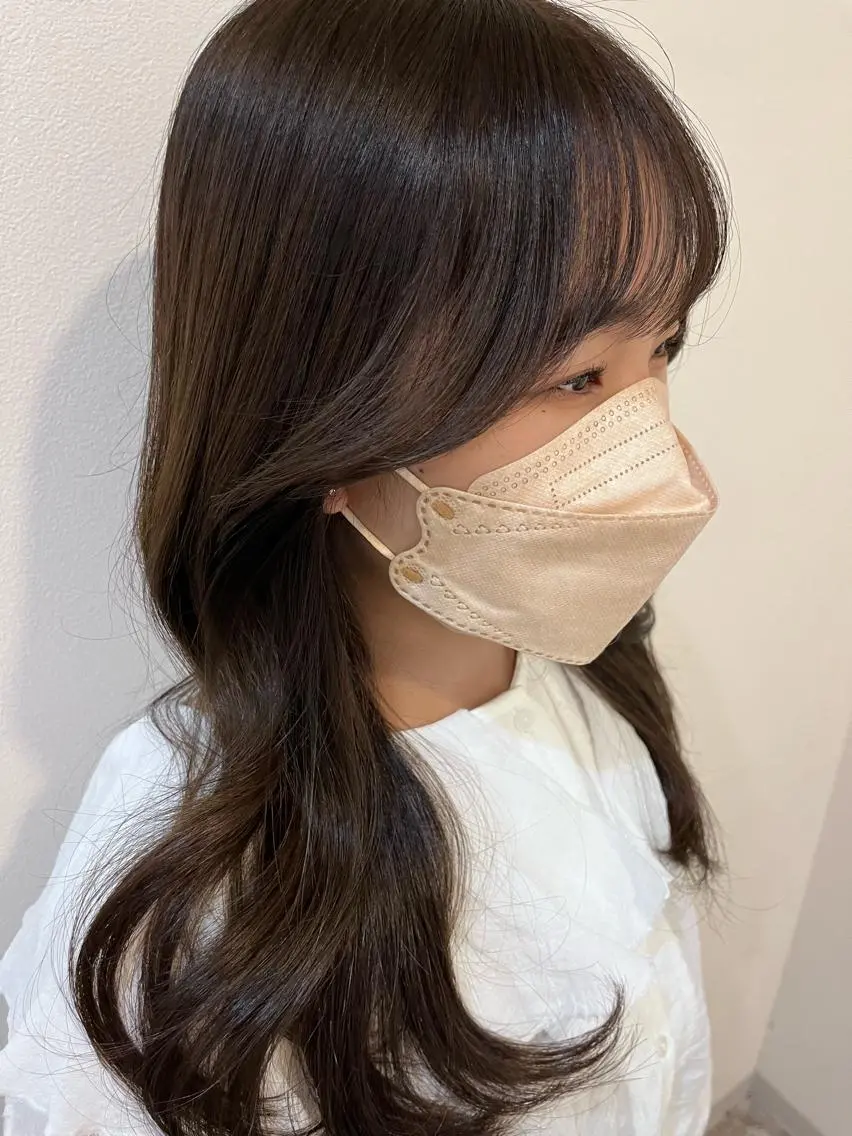 ロング カラー ヘアアレンジ ベージュカラー オリーブベージュ エギョモリ 髪質改善 ヨシンモリ 韓国×髪質改善特化 💍maki💍のヘアスタイル