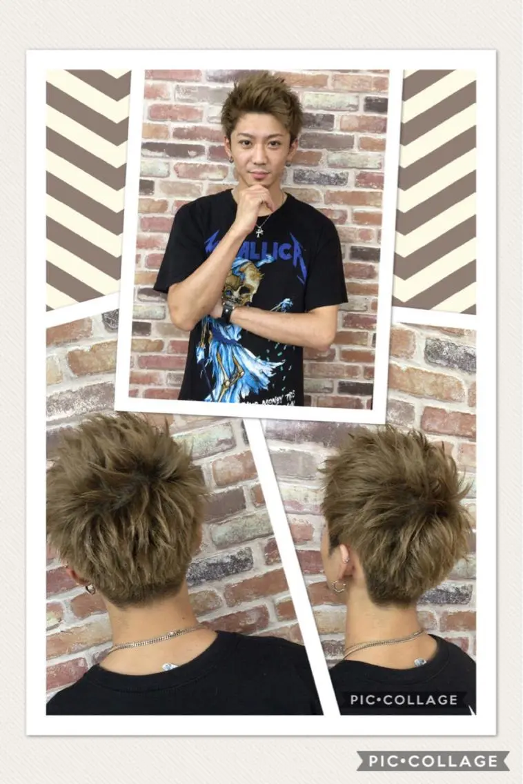 ショート カラー メンズ アッシュ ベージュカラー hairsolon Geminiのヘアスタイル