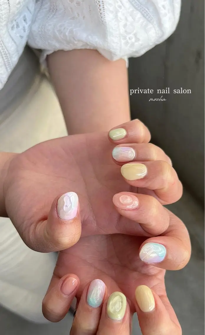 ネイル カジュアル チークネイル フレンチネイル ジェルネイル マグネットネイル ハンドネイル mocha nailのネイルデザイン