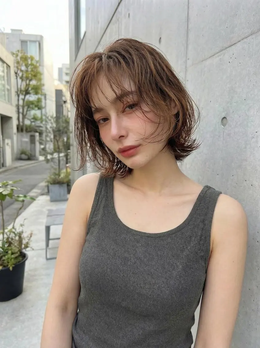 ミディアム カラー カット ヘアカラー トリートメント 吉野 悠斗のヘアスタイル