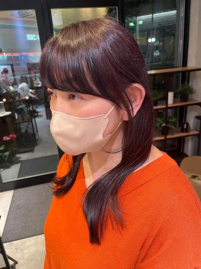 セミロング カラー ブラウンカラー レッドカラー レッドブラウン yuuri🎀/大宮 /韓国ヘア/レイヤーのヘアスタイル