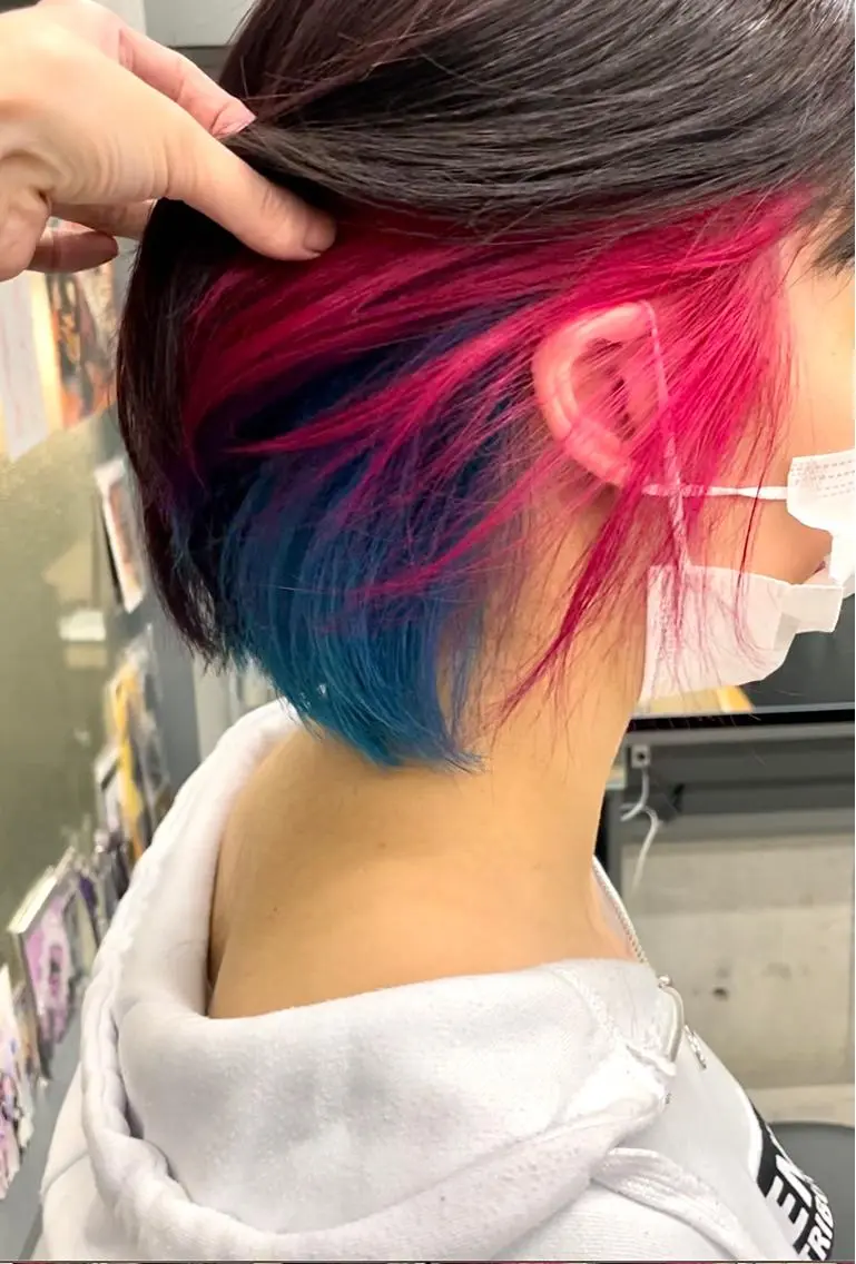 ショート カラー ブリーチ ケアブリーチ ダブルカラー ピンクカラー インナーカラー 推し ブリーチ  髪質改善のヘアスタイル