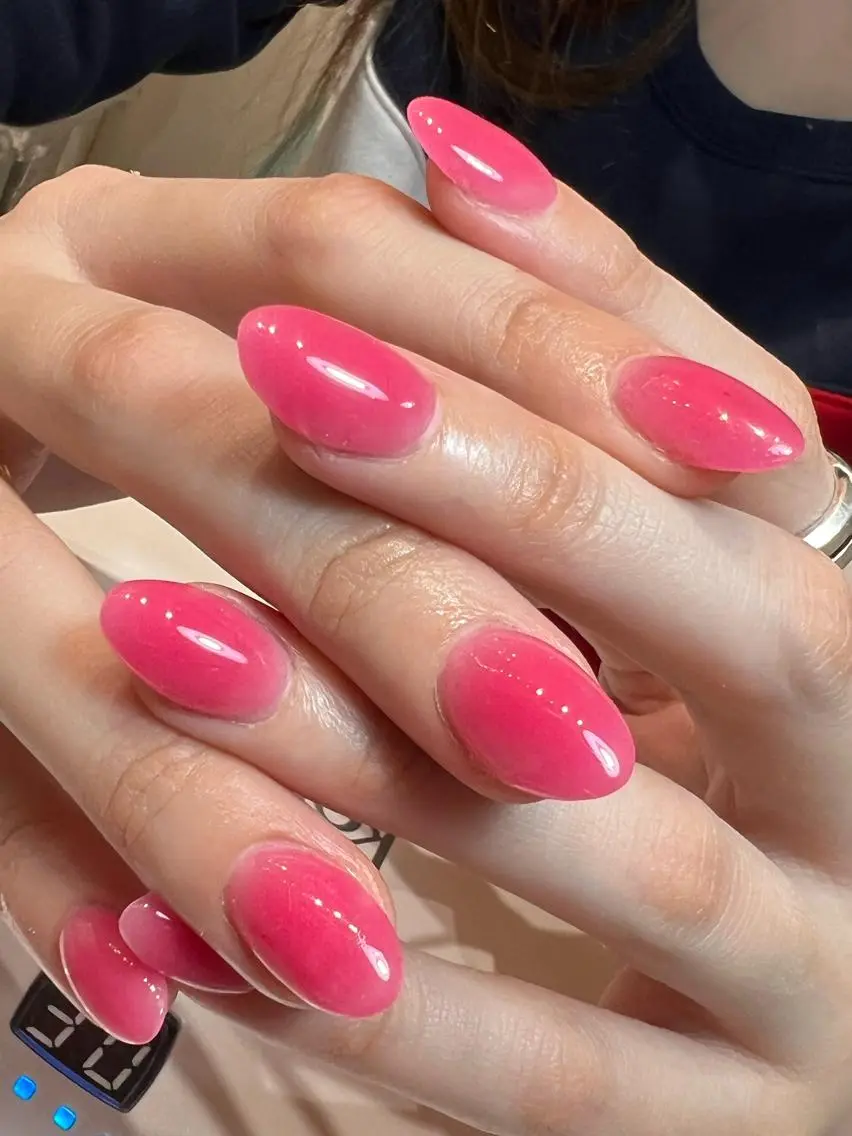 ネイル ワンカラーネイル ピンク スカルプネイル bijou nails 蓮のネイルデザイン
